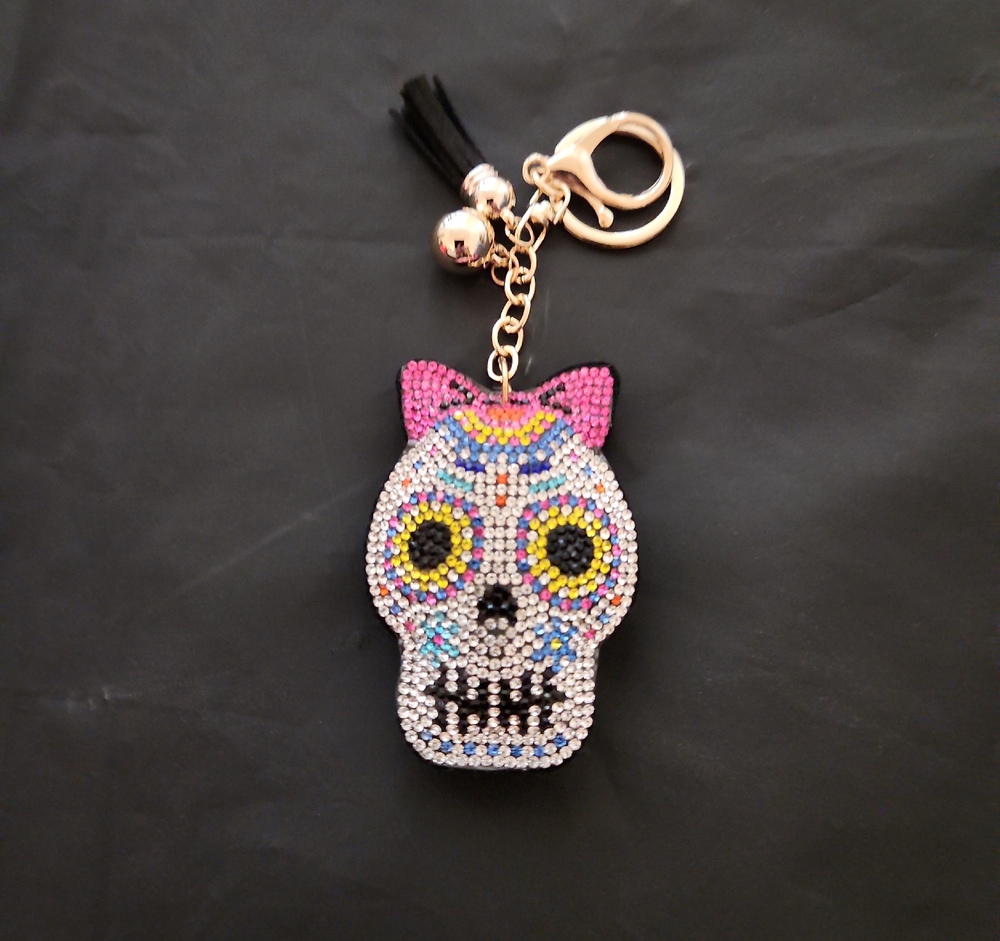 Macy's Multicolor Skull Keychain with Tassel